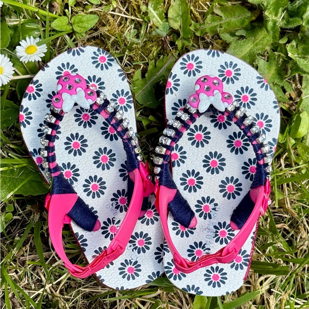 Disney Sandals, 3-6 mth, Pink & Blue, Kids Flip Flops, Pool Shoes, Birthday Gift